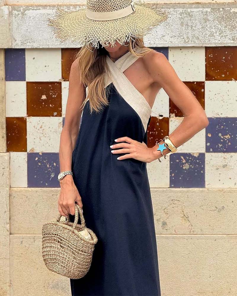 Sienna - Vestido Elegante Con Espalda Escubierta y Cuello Cruzado