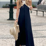 Sienna - Vestido Elegante Con Espalda Escubierta y Cuello Cruzado