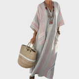Καφτάνι με Ρίγες και Oversized Τσέπες