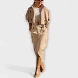 Lyra - Chaqueta Elegante Falda Midi con Bolsillos