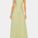 Deia Vestido Maxi de Malla con Mangas Acampanadas