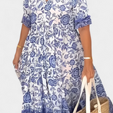 Elcira Vestido Bohemio Floral con Escote en V y Volantes