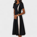Hanne - Vestido Midi Blanco y Negro