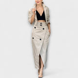 Lyra - Chaqueta Elegante Falda Midi con Bolsillos