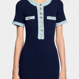 Alexia Vestido Midi de Punto con Ribete