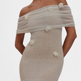Barbara Vestido Maxi de Punto Off-Shoulder