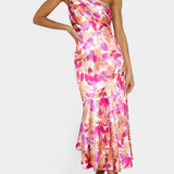 Reya Vestido Asimétrico de Un Hombro con Estampado Floral
