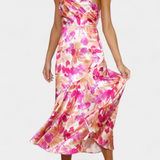 Reya Vestido Asimétrico de Un Hombro con Estampado Floral